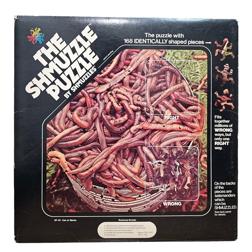 Vintage Shmuzzles‎ Shmuzzle Puzzle Can of Worms Jigsaw 168pc Salamanders 1980